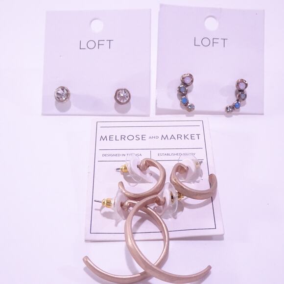 Ann Taylor Stud Ombre Blue Ear Climbers Nordstrom Hoop Earrings Set of 4 NWT 98 - Picture 6 of 11